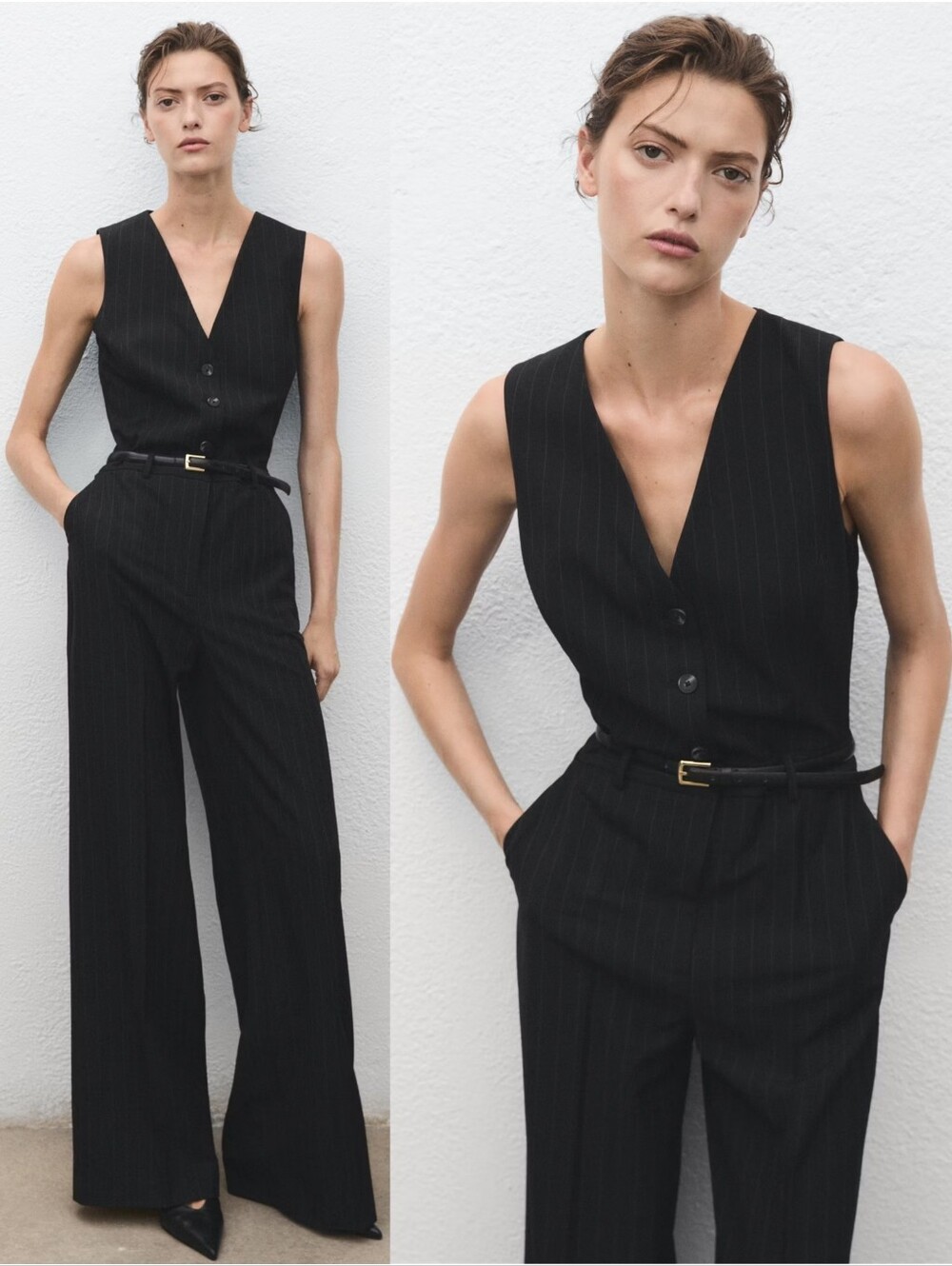 MANGO Pinstripe Jumpsuit